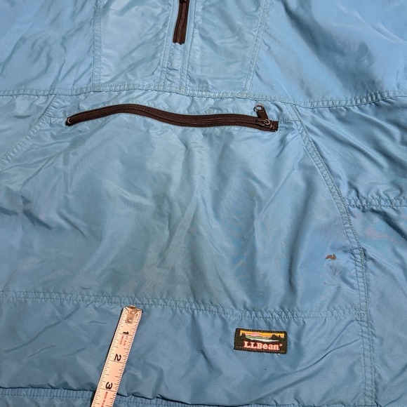 VTG LL Bean Anorak Mens L Teal 1/4 Zip Pullover Hooded Fleece Lined USA Made - Picture 4 of 10